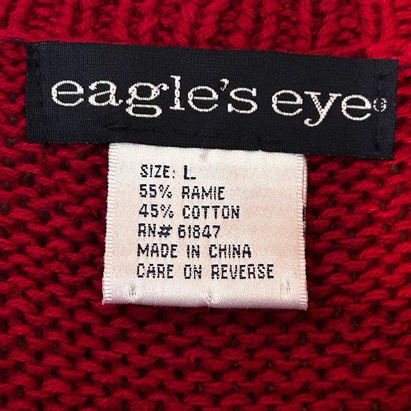 Eagle’s Eye Vintage Red Knitted Floral Bumblebee Cottagecore Vest, Sleeveless - Picture 2 of 14